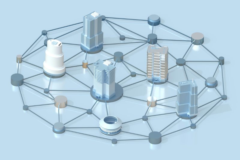 Abstract network visual showing interconnected digital channels symbolizing composable DXP and multi-channel content delivery